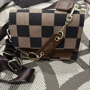 Checkered Brown and Black Women's Bag
